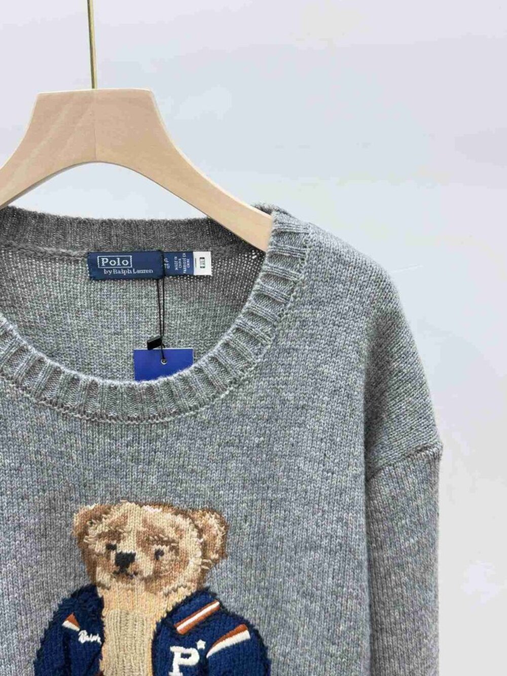 Polo Ralph Lauren Grey Varsity Polo Bear Crewneck Sweater - Picture 4 of 6